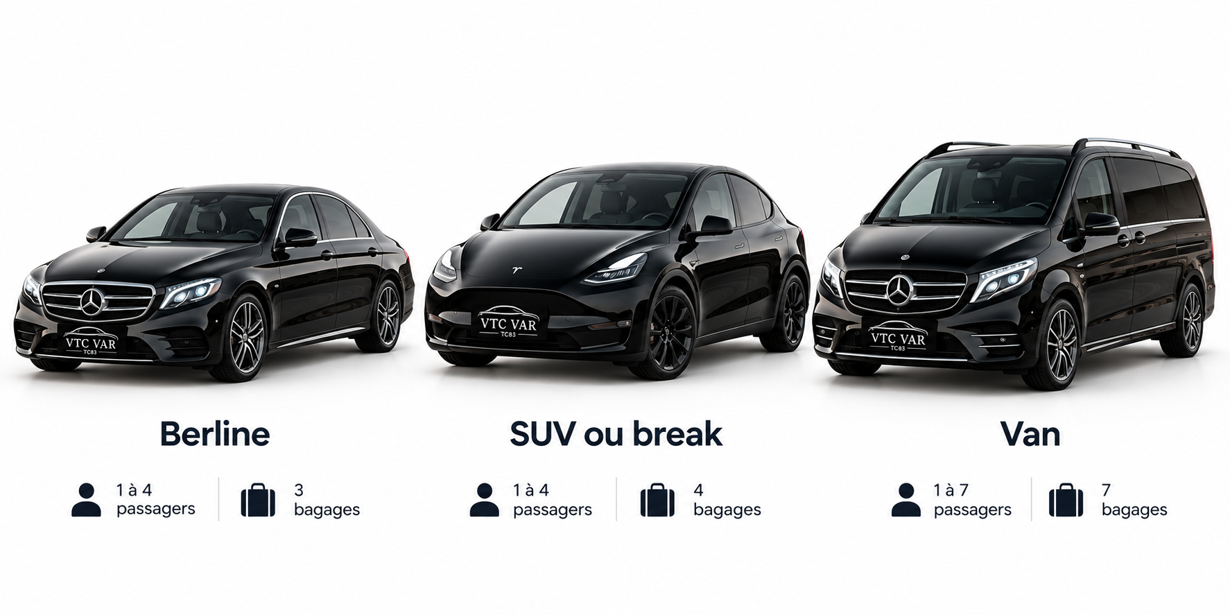 Berline SUV et van disponibles pour les transferts depuis Saint-Cyr-sur-Mer
