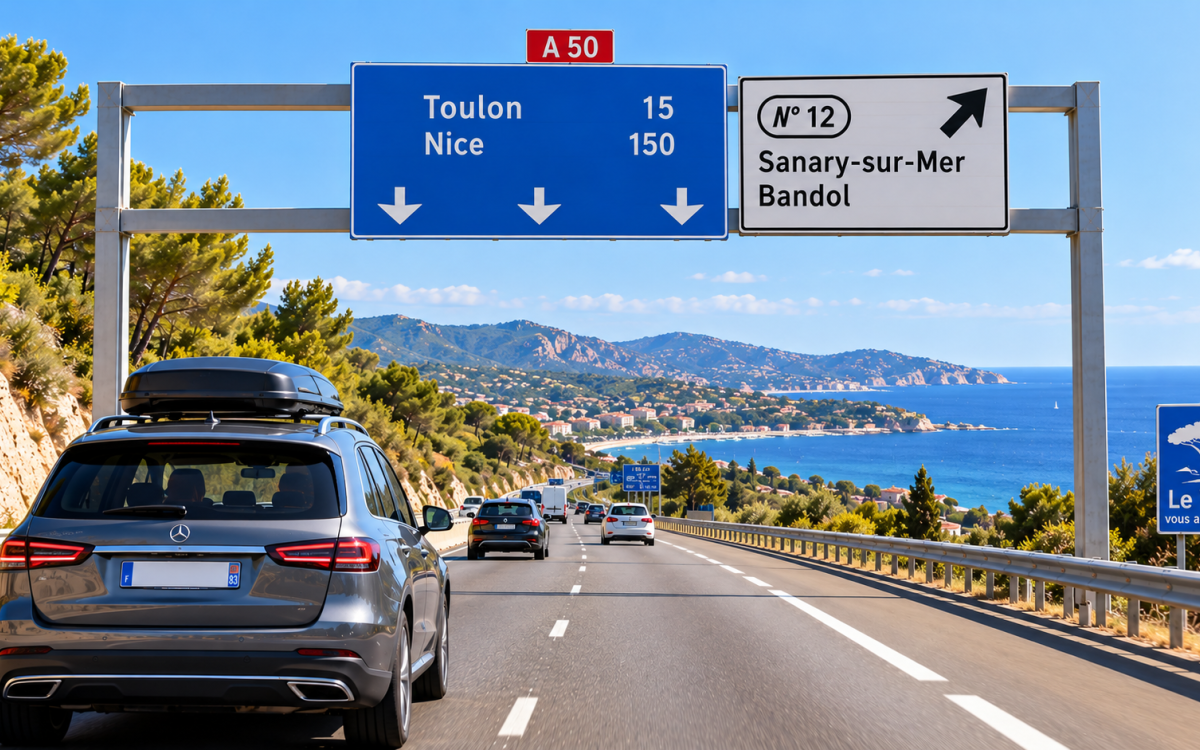 Accès à Sanary-sur-Mer en voiture par l’autoroute A50