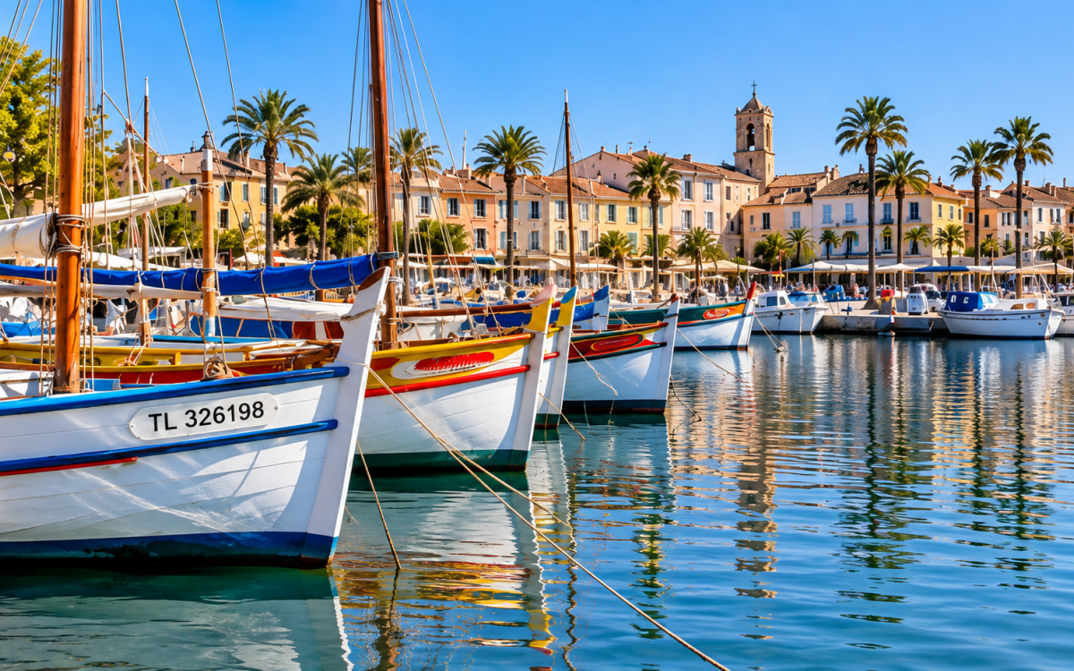 Pointus provençaux traditionnels dans le port de Sanary-sur-Mer