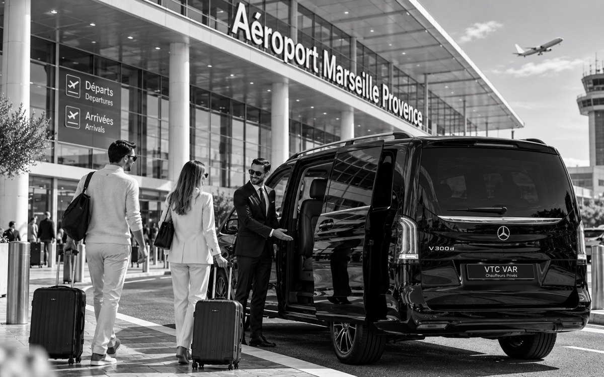 Chauffeur VTC avec van pour un transfert entre Sanary-sur-Mer et l'aéroport Marseille-Provence