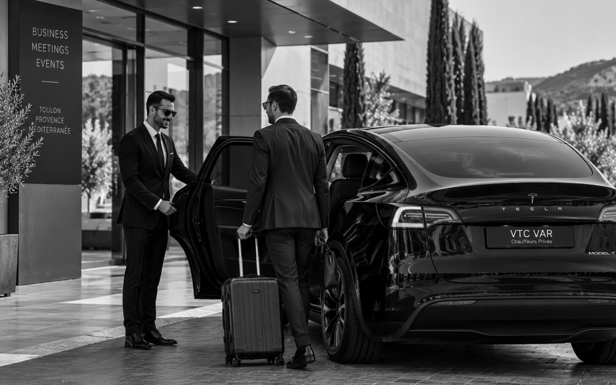 Chauffeur privé avec Tesla pour un déplacement professionnel à Sanary-sur-Mer
