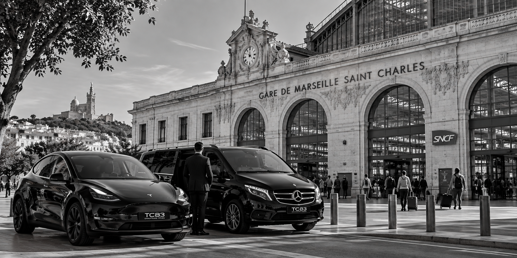 Berline et van avec chauffeur à la Gare Marseille Saint-Charles