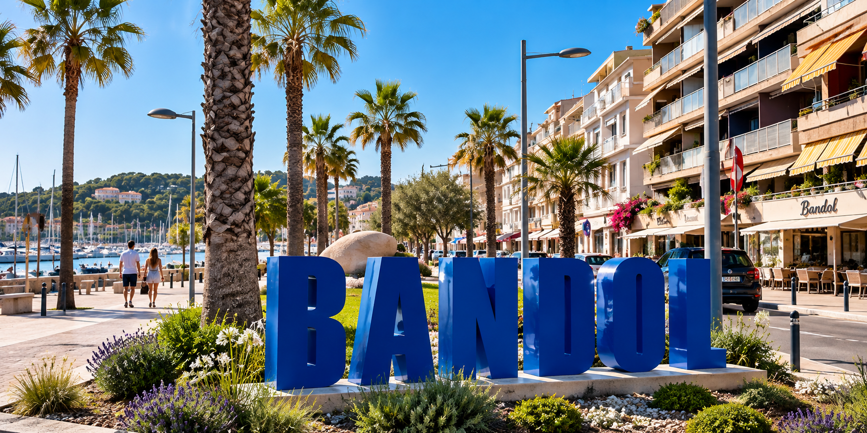 Port de Bandol et centre-ville dans le Var
