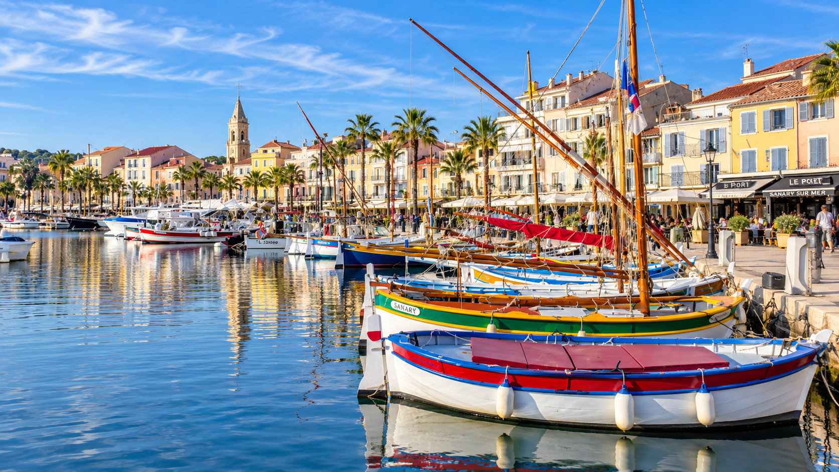 Port de Sanary-sur-Mer et pointus provençaux près de Bandol