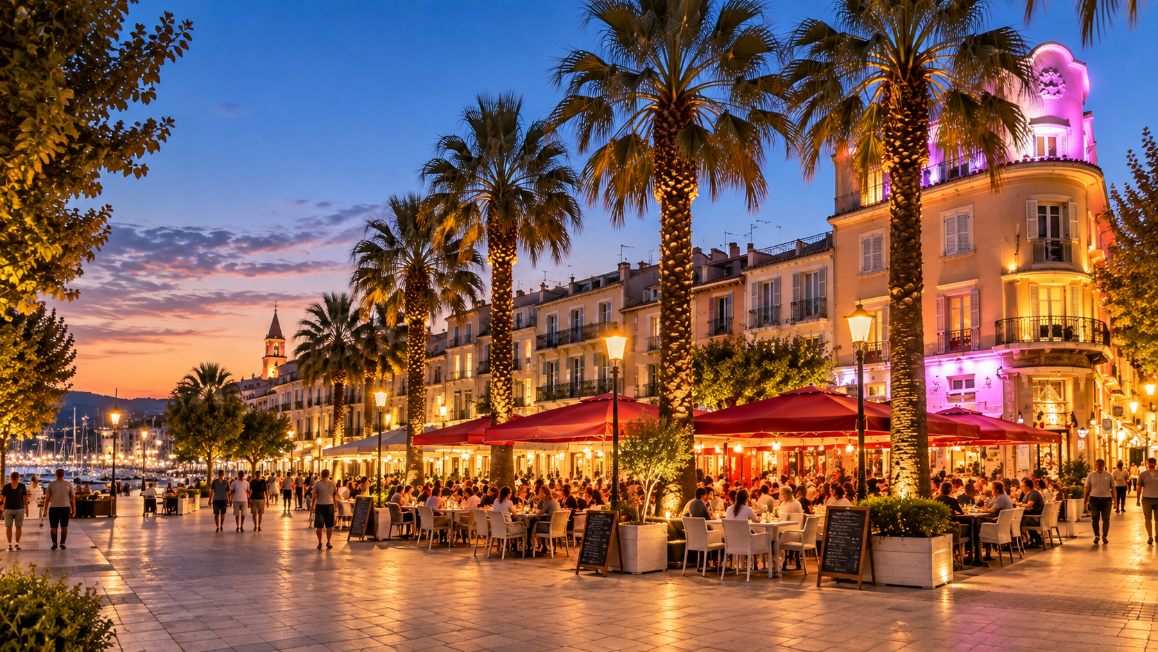 Restaurants et terrasses autour du port de Bandol