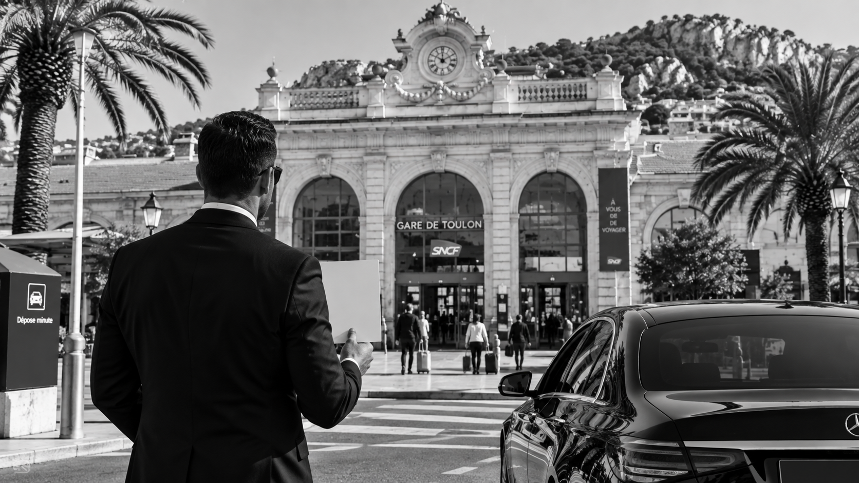 Chauffeur privé au dépose-minute de la Gare de Toulon pour un transfert vers La Seyne-sur-Mer