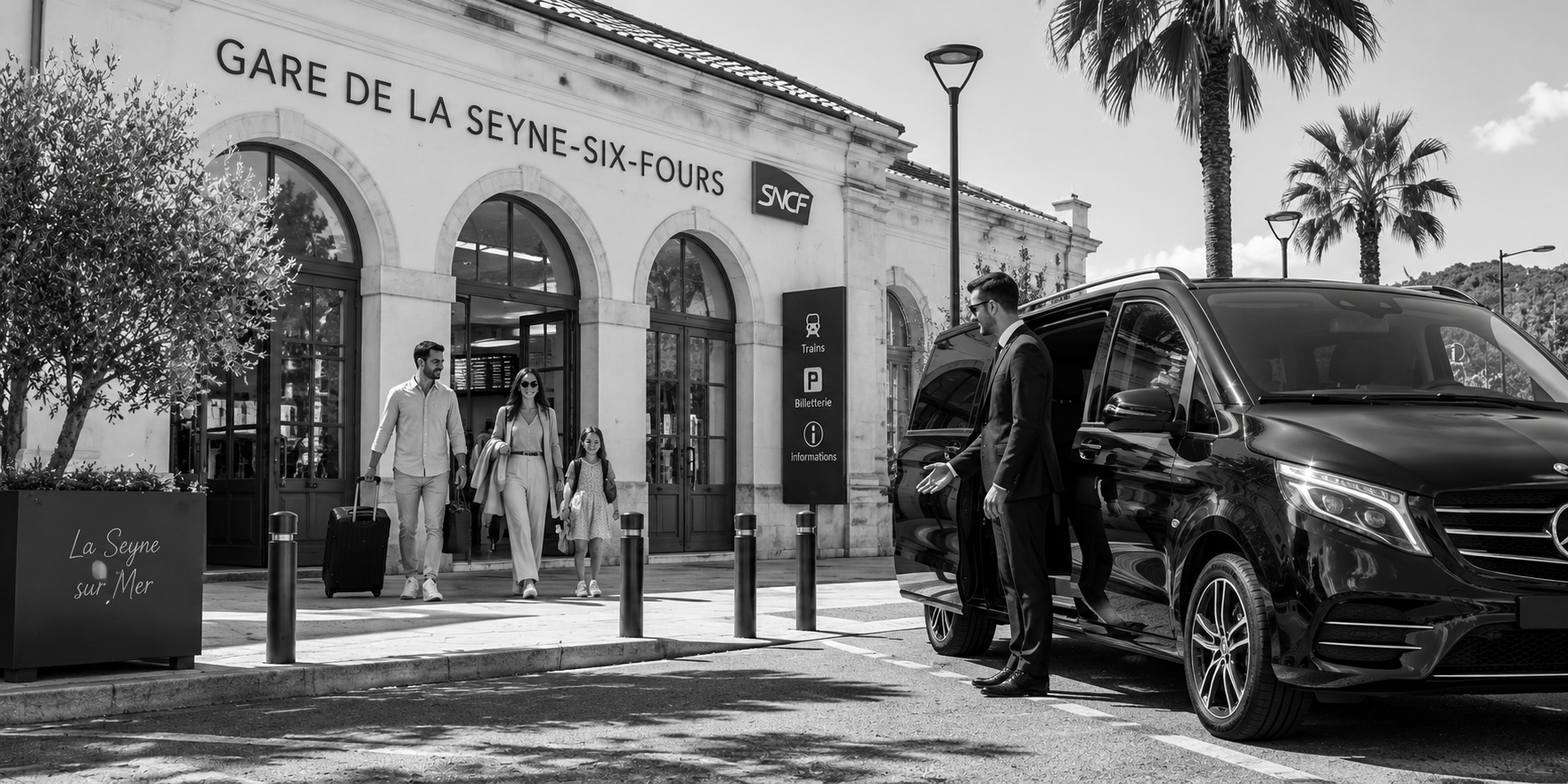 Prise en charge par un chauffeur privé à l'arrivée en gare vers Saint-Mandrier-sur-Mer