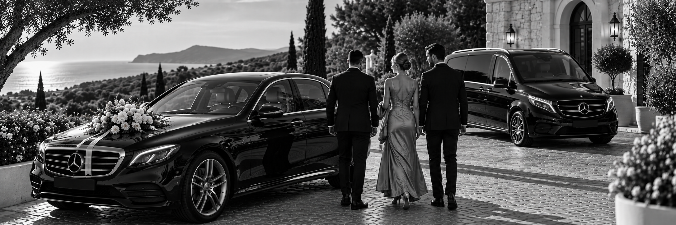 Transport des mariés et des invités au Frégate Provence