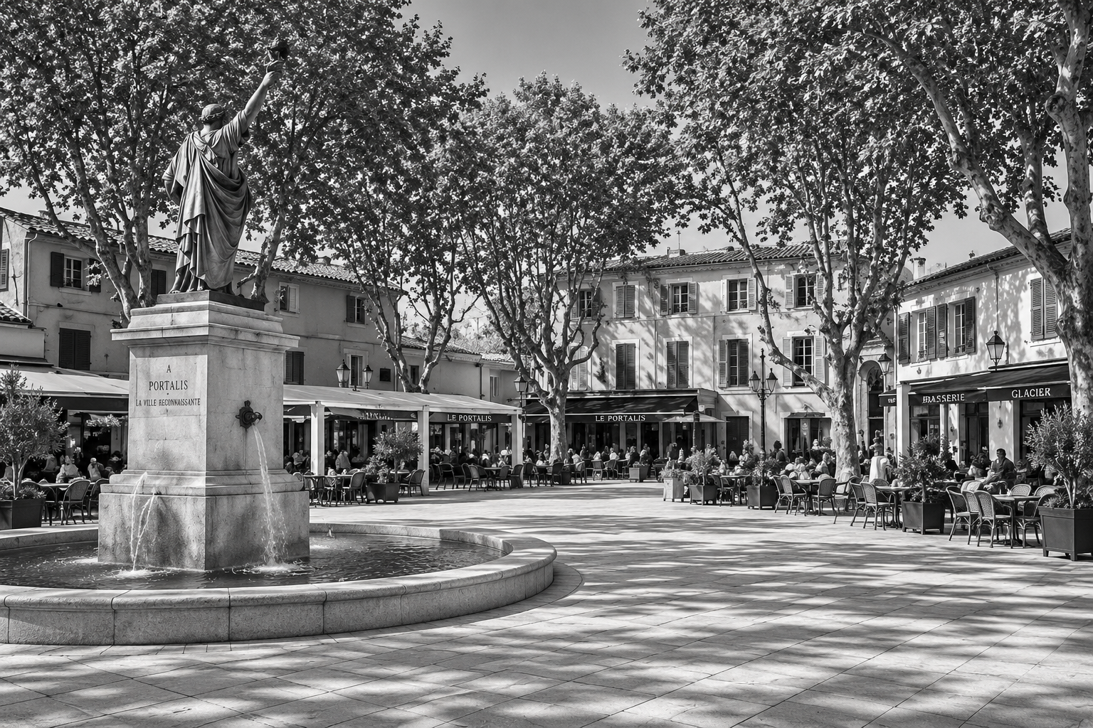 Place Portalis dans le centre de Saint-Cyr-sur-Mer